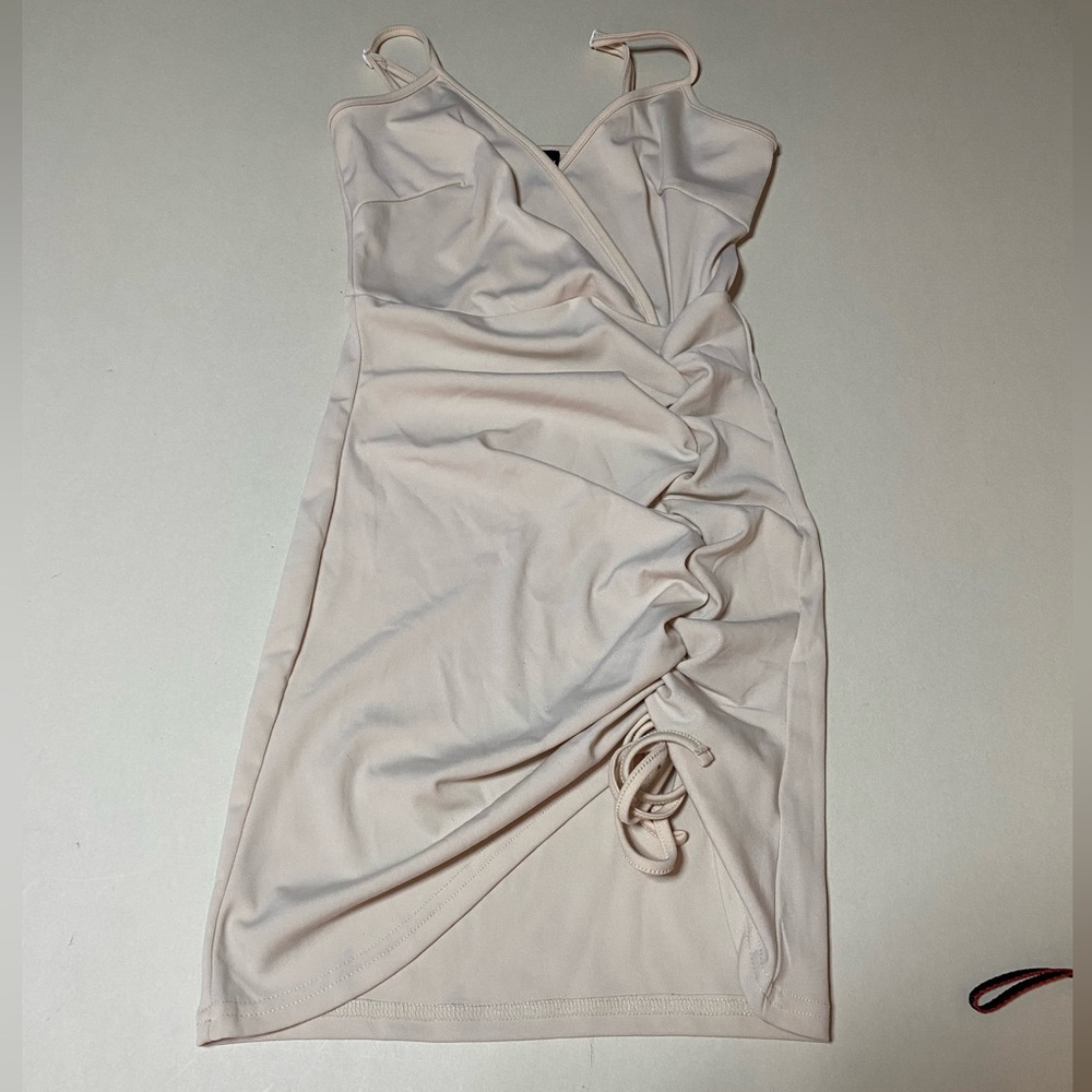 SHEIN Cream Ruched Mini Dress
